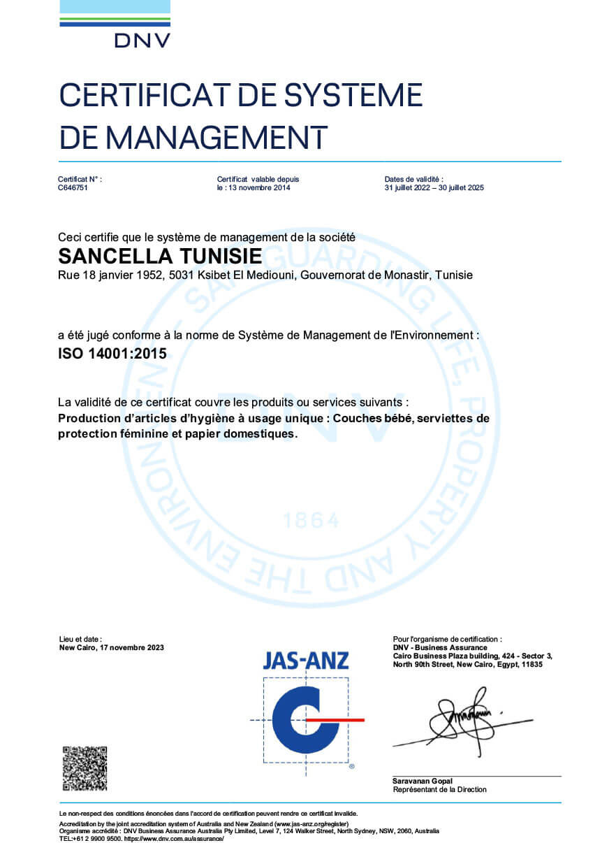 Certificat iso 14001